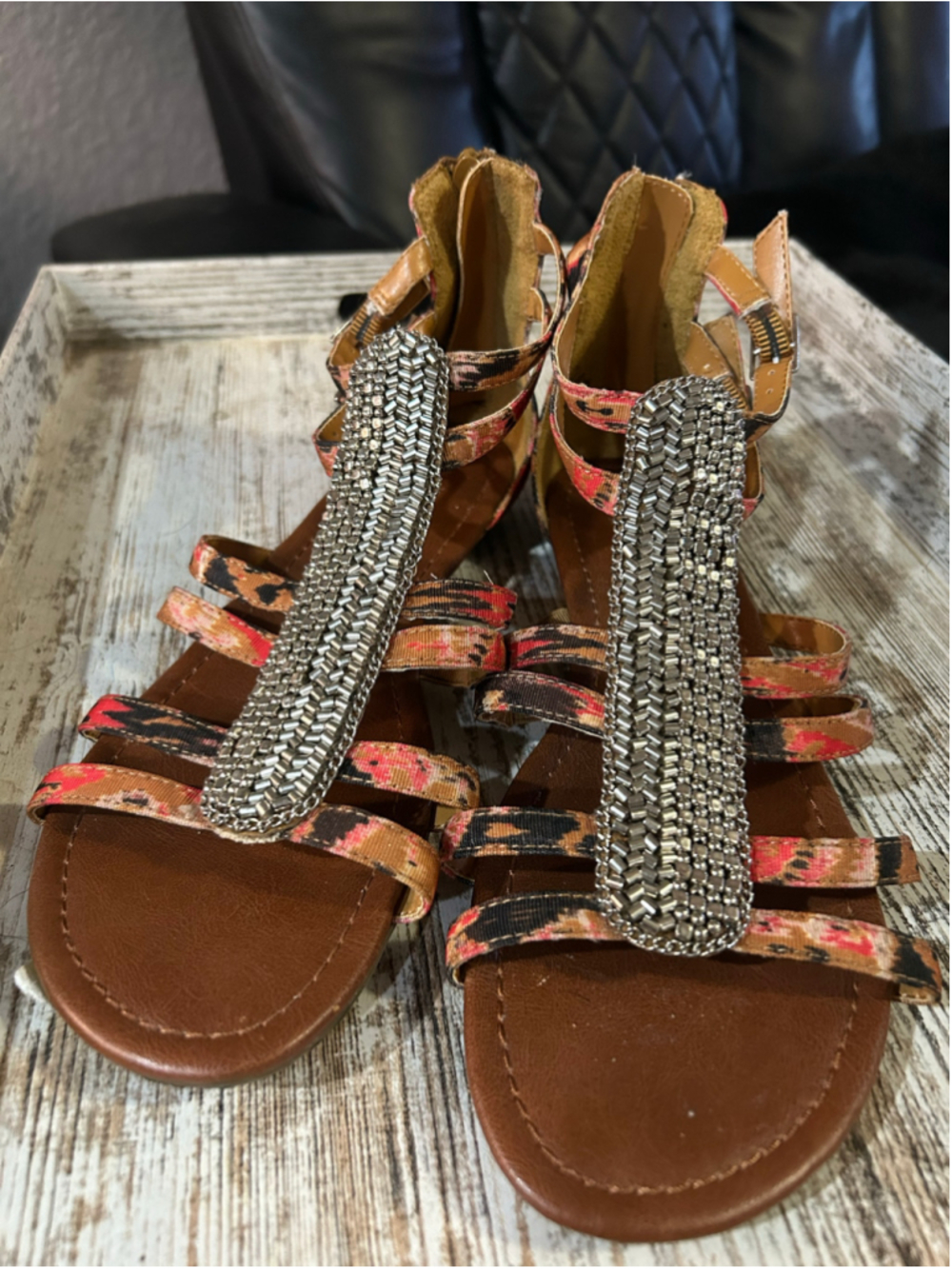 Women's Arizona Gladiator Sandals, Brown Multi-color, Embellished